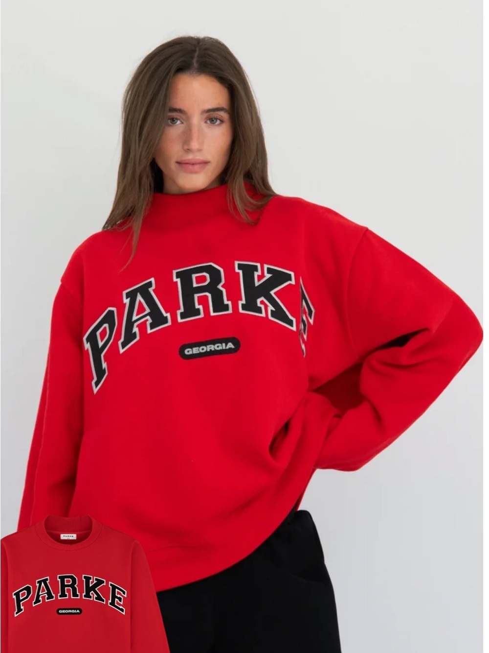 Red 'PARKE' Varsity Pullover Sweatshirt - Women new in bag
